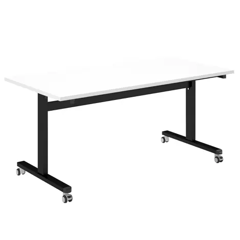 Pro Flip Rectangular Table - W1600 x D800 x H725mm - Black Legs - White